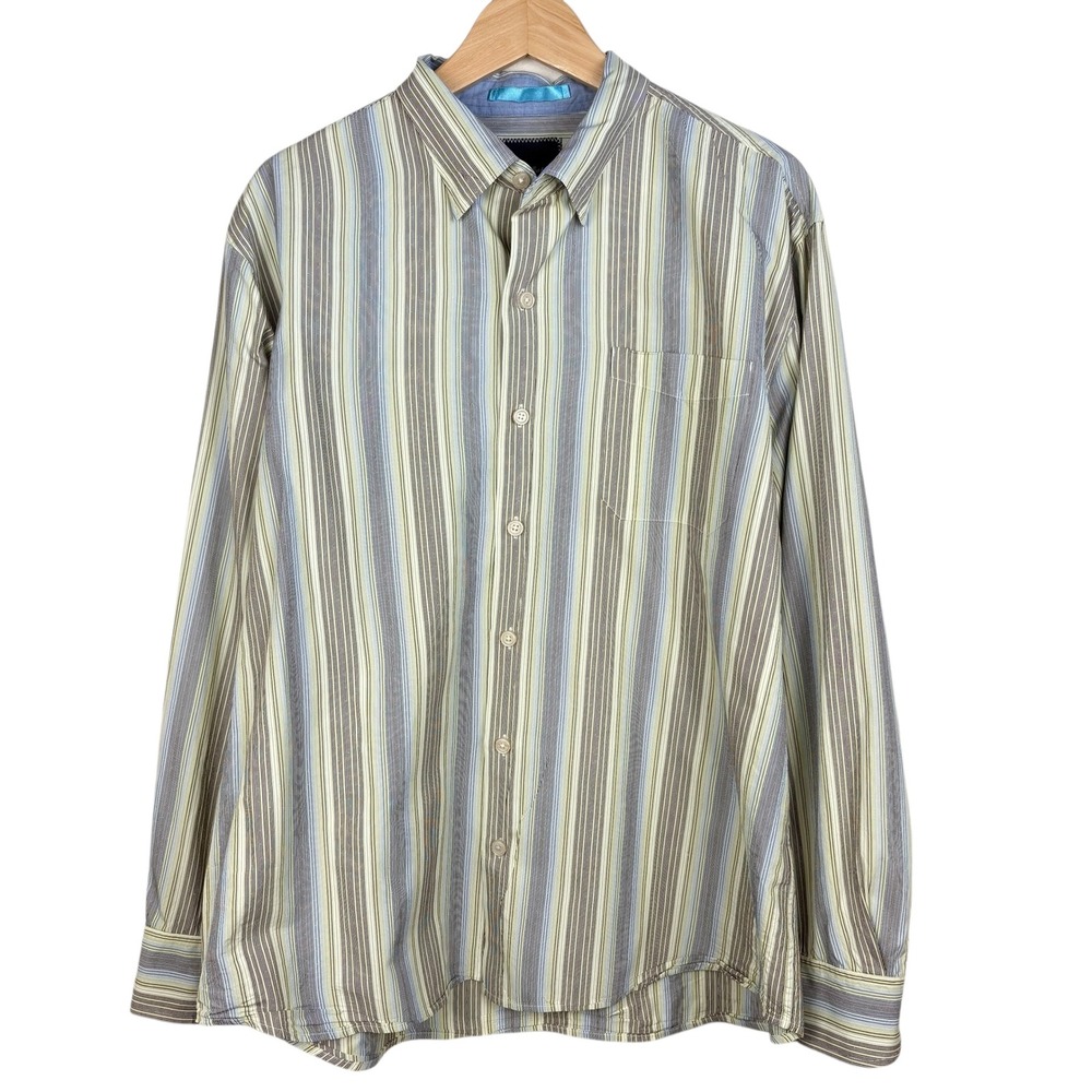 Tommy Bahama Mens Striped Button Down Shirt XL Cotton Silk Blend‎ Preppy Resort